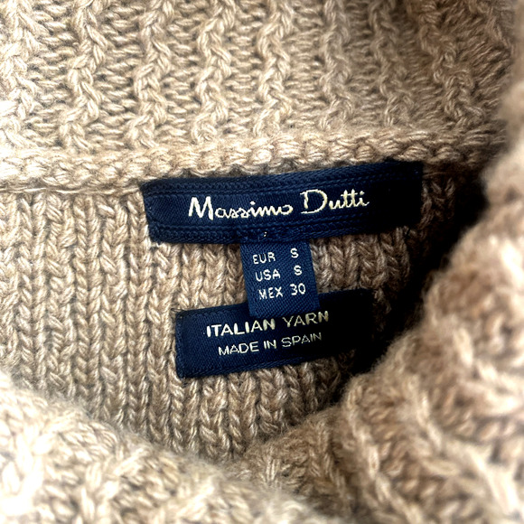 Massimo Dutti short Dolman Sleeve Cowl Neck Sweater Wool Brown Camel Kni… - Picture 5 of 6